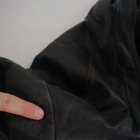 Vintage 1986 Danielle Leather Black 100% Soft Leather Zip Up Moto Biker Jacket L - Picture 13 of 14
